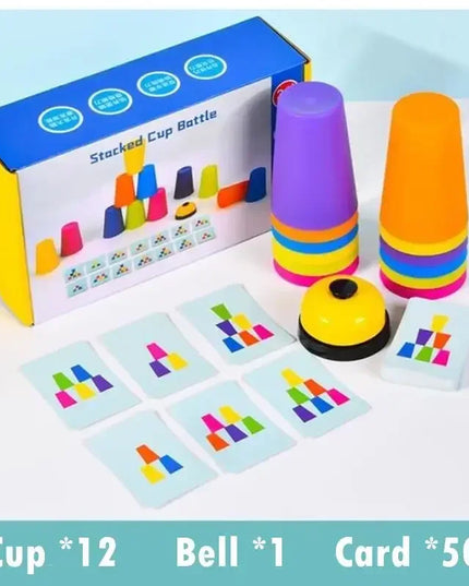 Montessori Toys Stack Cup Game With Card Educational Intellectual Enlightenment Color Cognition Logic Training Kids Children