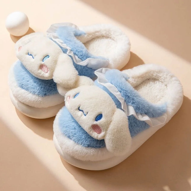 Anime Cartoon Kawaii Hello Kitty My Melody Cinnamoroll Kuromi Slippers Cute Home Thick-Soled Plush Slippers Girls Surprise Gift
