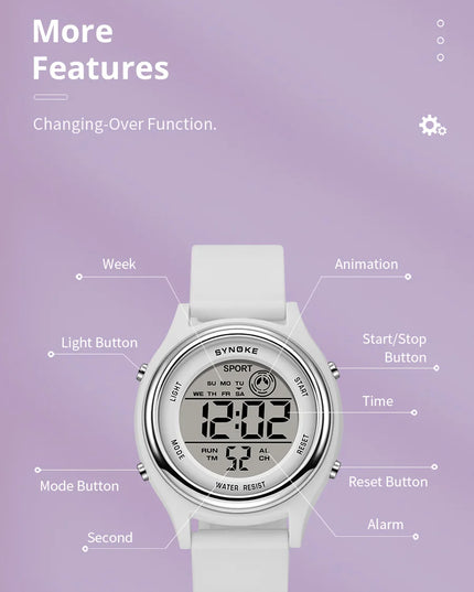 SYNOKE Colorful Children Seven Lights Watches Sport Students Digital Watch For Kids Waterproof Electronic Watch Shock Resist