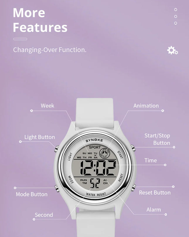 SYNOKE Colorful Children Seven Lights Watches Sport Students Digital Watch For Kids Waterproof Electronic Watch Shock Resist