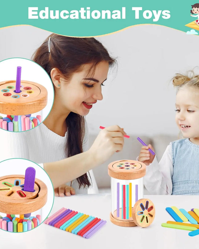 Montessori Toys Wooden Color Sorting Toys Fine Motor Skills Sensory Matching Games Educational Kid Toys For 1-3 Year Old 3+ Gift