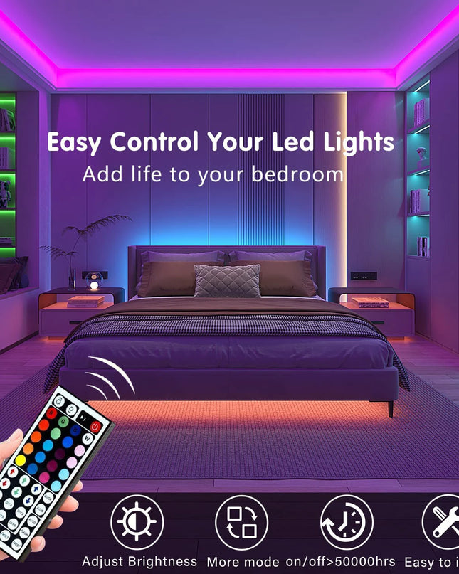 Led Strip Lights with 44 Key Remote Control 1m 5m 10m 20m RGB Tape Led Wall Room for Home Bedroom Party Decor TV Backlight
