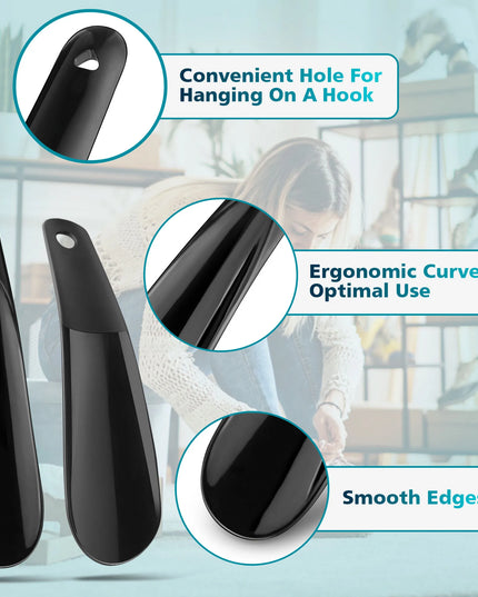 6.29‘’  7.87‘’ Lightweight Plastic Shoehorn with Travel Shoe Horn Helper for Men Women-Kids Aid Accessories