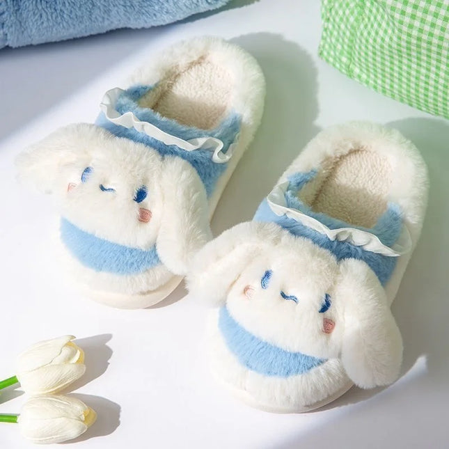 Anime Cartoon Kawaii Hello Kitty My Melody Cinnamoroll Kuromi Slippers Cute Home Thick-Soled Plush Slippers Girls Surprise Gift