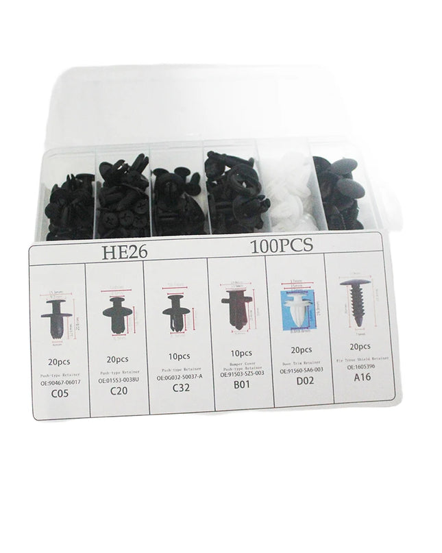 100pcs Auto Fastener Clip Kit Fender Rivet Clips Car Body Push Retainer Pin Rivet Bumper Door Trim Panel Retainer Car Clips