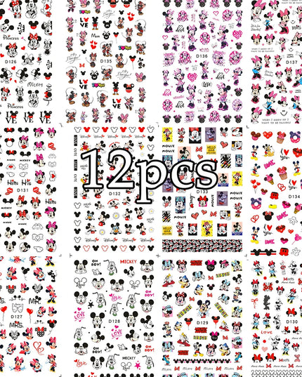 12sheet Cartoon Stitch Angel Nail Stickers Set Multiple Action Kawaii Stitch Nail Art Decals Adhesive Kids Manicure Decorations