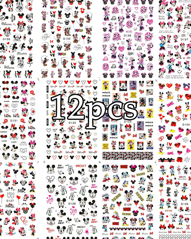 12sheet Cartoon Stitch Angel Nail Stickers Set Multiple Action Kawaii Stitch Nail Art Decals Adhesive Kids Manicure Decorations