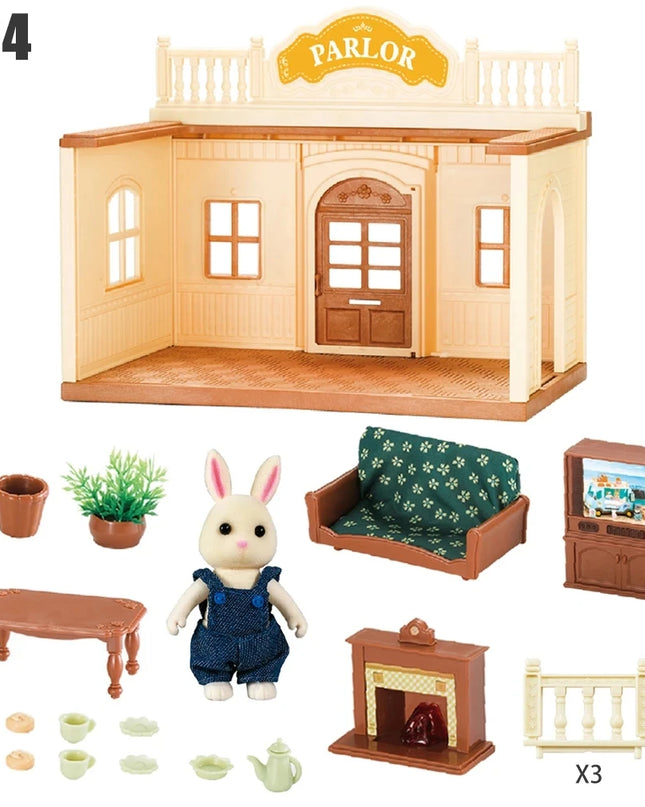 2025 New simulation furniture toys gift simulation room forest family small west house rabbit animal model home play toys