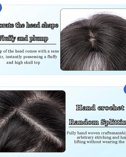 AOSI Synthetic Eight-character Bangs Wig For Women With High Hair Volume And High Skull Covering Gray Hair Replacement Wig