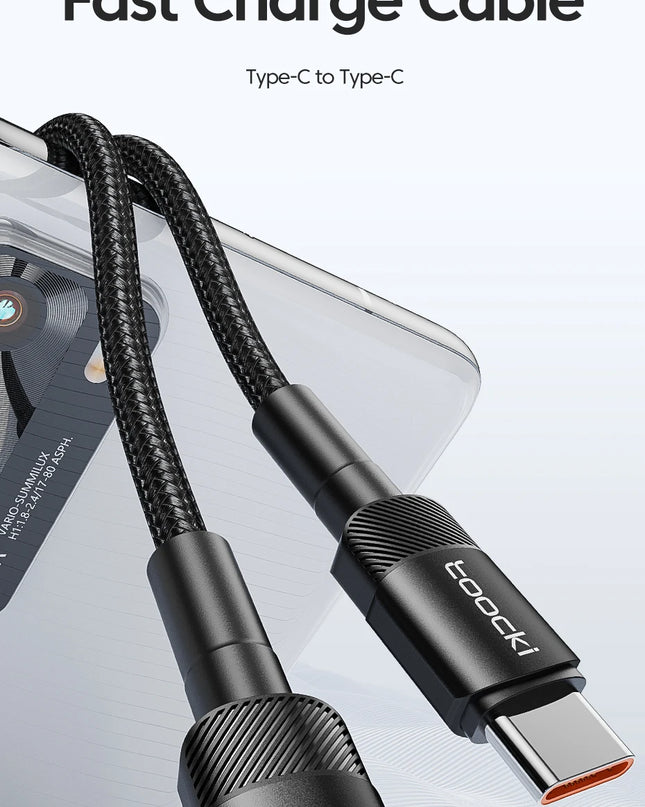 Toocki 100W Type C to USB C Cable PD 3.0 Quick Charge 4.0 Fast Charging Type C to Type C for iPhone 15 Macbook Samsung Xiaomi