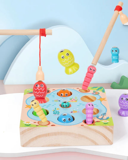 Wooden Fishing Game Toys Children Early Education Color Cognitive Toy Kids Interactive Games Toys for Gifts Fine Motor Skill