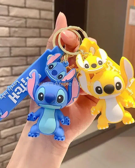 New Anime Disney Keychain Cartoon Mickey Mouse Minnie Lilo & Stitch Cute Doll Keyring Ornament Key Chain Pendant Kids Toys Gifts