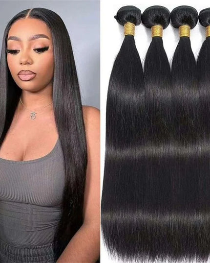 Straight Brazilian Human Hair Bundles 100% Remy Hair Extensions 1/3/4 PCS Natural Black Brazilian Hair Weave Bundles 14-30 Inch