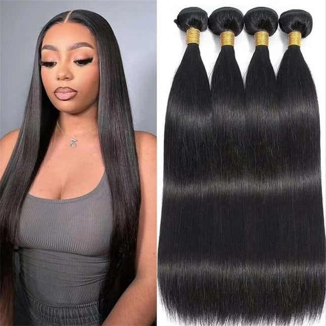 Straight Brazilian Human Hair Bundles 100% Remy Hair Extensions 1/3/4 PCS Natural Black Brazilian Hair Weave Bundles 14-30 Inch