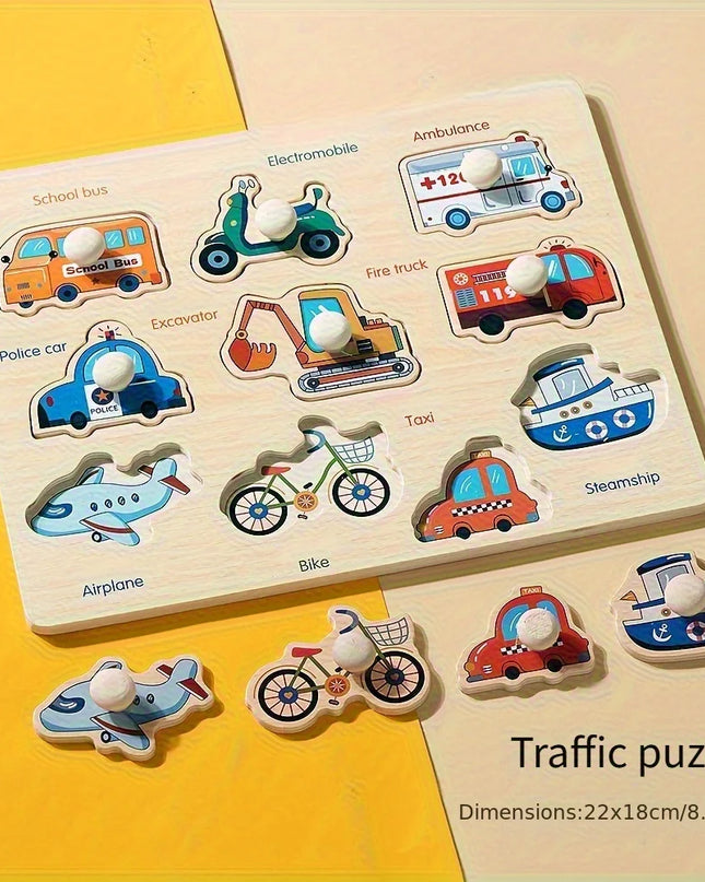 Montessori early education geometry beginner puzzle board, hand-held fixed board puzzle development, puzzle block shape matching