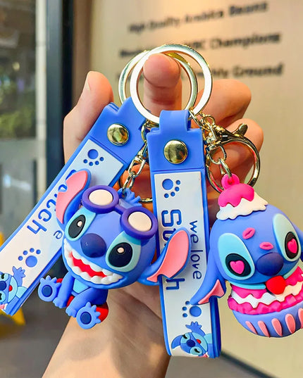 New Anime Disney Keychain Cartoon Mickey Mouse Minnie Lilo & Stitch Cute Doll Keyring Ornament Key Chain Pendant Kids Toys Gifts