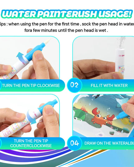 Montessori Toys Reusable Coloring Book Magic Water Drawing Book for Kids Toddler Toy Painting Book Educational Toys for Children