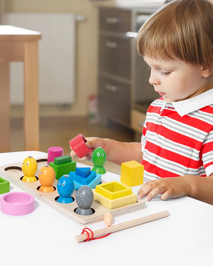 Montessori  Wooden Color Shape Cognitive Classification Matching Puzzle Children's Magnetic Fishing Learning Educational Toys