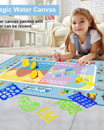 100*80CM Magic Water Doodle Mat for Kids - Reusable Waterproof Drawing Board with Magic Pens, Educational Art Toy for kids