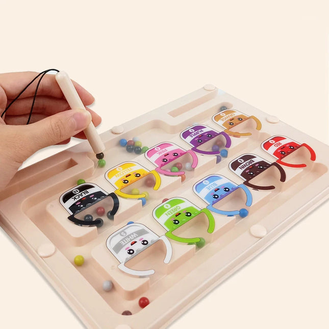 Montessori Magnetic Maze Color Sorting Game Kids Toys Fine Motor Training Pen Control Moving Bead Sensory Play Educational Toys