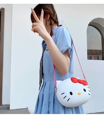 Hello Kitty Silicone Crossbody Bags Women Girls Kawaii 11cm/19cm Messenger Bag 3d Shoulder Small Purse Phone Bag Girlfriend Gift