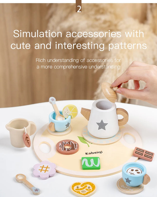 Children's simulation wooden toys, tea set sets, pretend games, baby educational toys, birthday and holiday gifts
