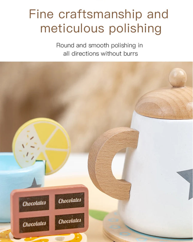 Children's simulation wooden toys, tea set sets, pretend games, baby educational toys, birthday and holiday gifts