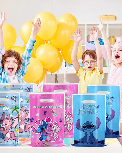 30pcs Blue Pink Stitch Party Gift Bags with Handles Lilo & Stitch Themed Party Favors Bags Baby Shower Kids Birthday Party Decor