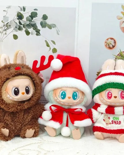 Labubu Doll Clothes Outfit Set For Mini Labubu Idol V1 V2 Christmas Cookie Man Sweater Hat Scarf New Year Party Costume Gift