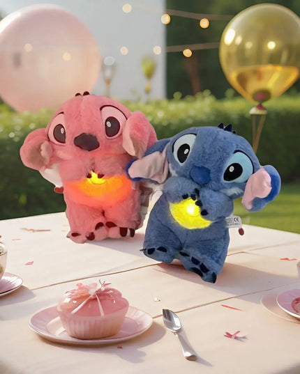 Stitch Anime Plush Doll With Lighting Music Airbag Kawaii Appease Toy Baby To Soothe Sleep Peluche For Kids Gift
