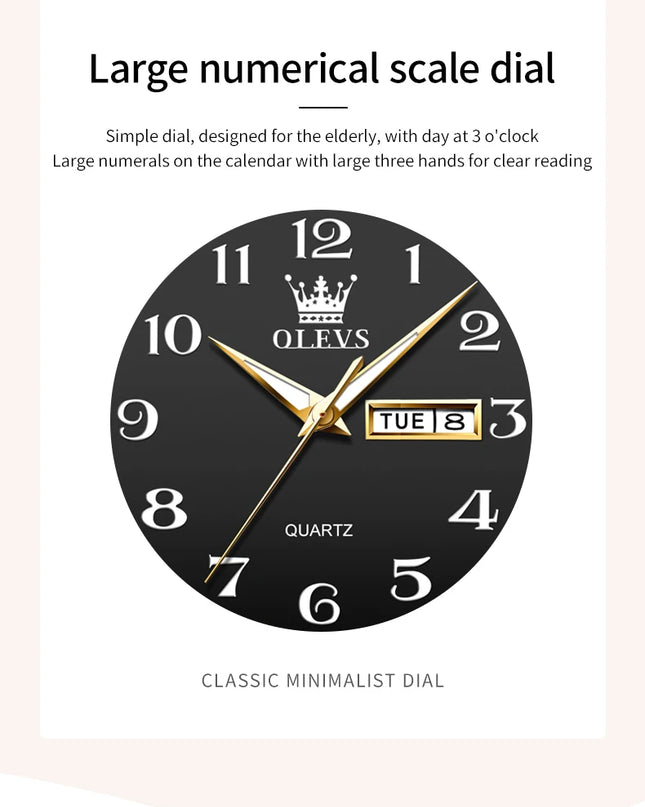 OLEVS 5567 Couple Watches Waterproof Luminous Wristwatch for Lover Date Men‘s and Women's Wristwatch Simple Fashion
