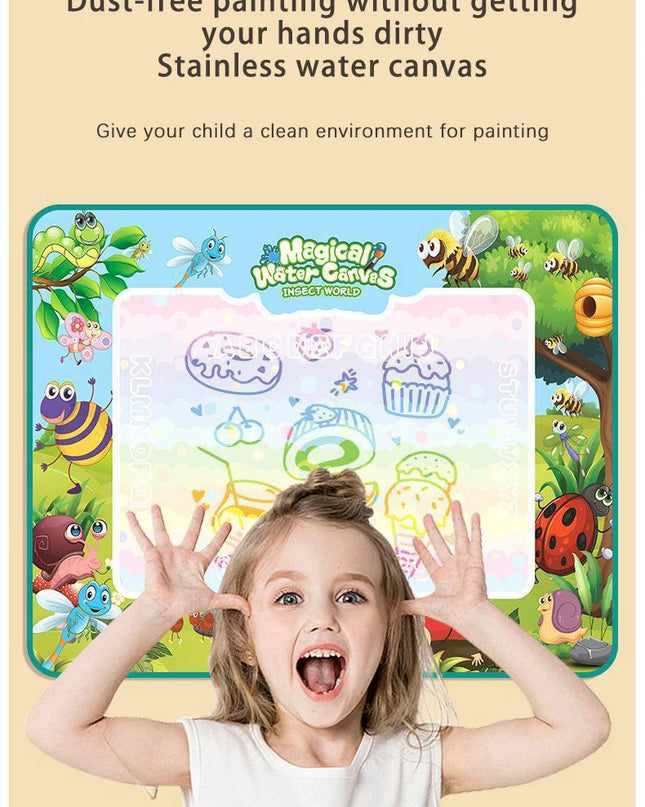 80x80CM Magic Water Drawing Mat Coloring Doodle Mat Montessori Painting Board Painting Pad Magic Pens Kids Educational Toy Gifts