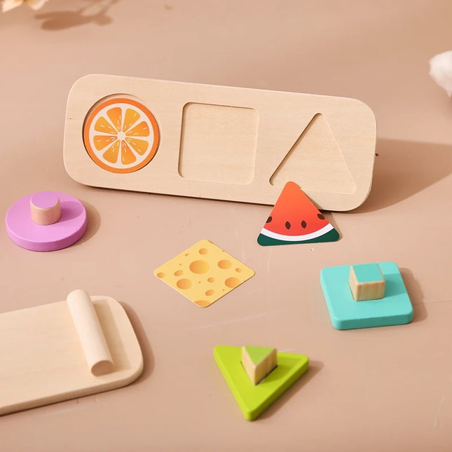 Montessori Wood Toys 0-12Months Baby Colorful Geometry Grasping Board Toys Newborn Sensory Touch Shape Recognition Game Toy Gift