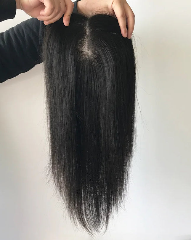 6x6 inch Human Hair Silk Topper With 2CM PU Around Virgin Human Hair Topper Straight For Women