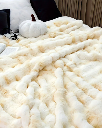 [Cozy|Faux Rabbit] Soft, Warm, 1pc Cozy Faux Rabbit Fleece Blanket | Throw for Bedroom, Guest Room, Living Room, Student Dormito