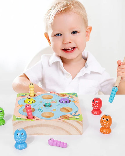 Wooden Fishing Game Toys Children Early Education Color Cognitive Toy Kids Interactive Games Toys for Gifts Fine Motor Skill