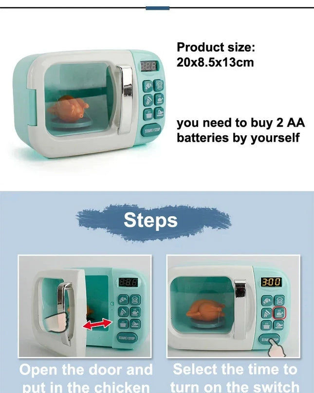 Kitchen Toys Set Kids Pretend Play Home Appliances Washing Machine Toaster Microwave Juicer Egg Cooker Girls Boys Play House Toy