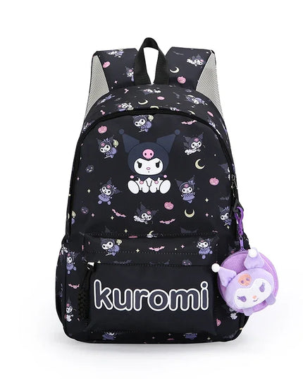 1PC Hello Kittys Anime Backpack, Kuromi Cinnamoroll School Bags With Wallet Charm, Student Girl Casual Travel Commute Knapsack