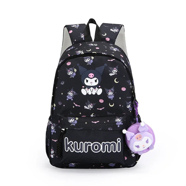 1PC Hello Kittys Anime Backpack, Kuromi Cinnamoroll School Bags With Wallet Charm, Student Girl Casual Travel Commute Knapsack