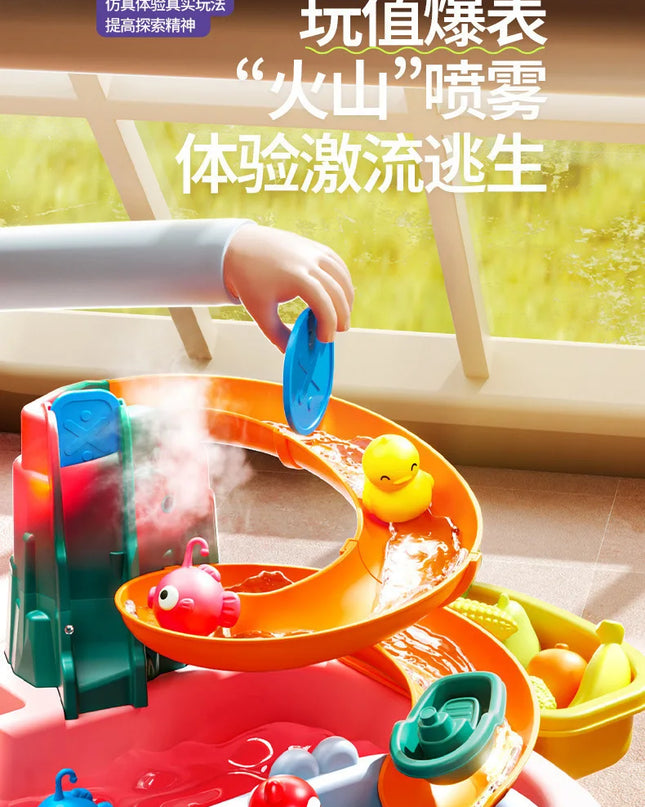 Children's kitchen toys electric fun water play water wash basin fishing dishwashing home role-playing baby early education toy