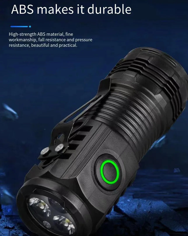 LED Strong Light Flashlight Rechargeable Multi functional for Long Range Portable Outdoor Home Mini Flashlight Cap Clip Light