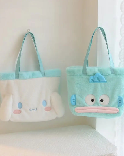 My Melody Kuromi Shoulder Bag Kawaii Japanese Style Plush Bag Pochacco Cinnamoroll HandBag Tote Package For Girl Student Gifts