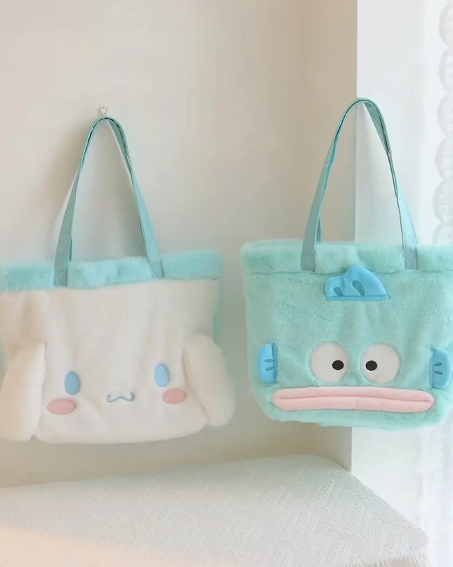 My Melody Kuromi Shoulder Bag Kawaii Japanese Style Plush Bag Pochacco Cinnamoroll HandBag Tote Package For Girl Student Gifts