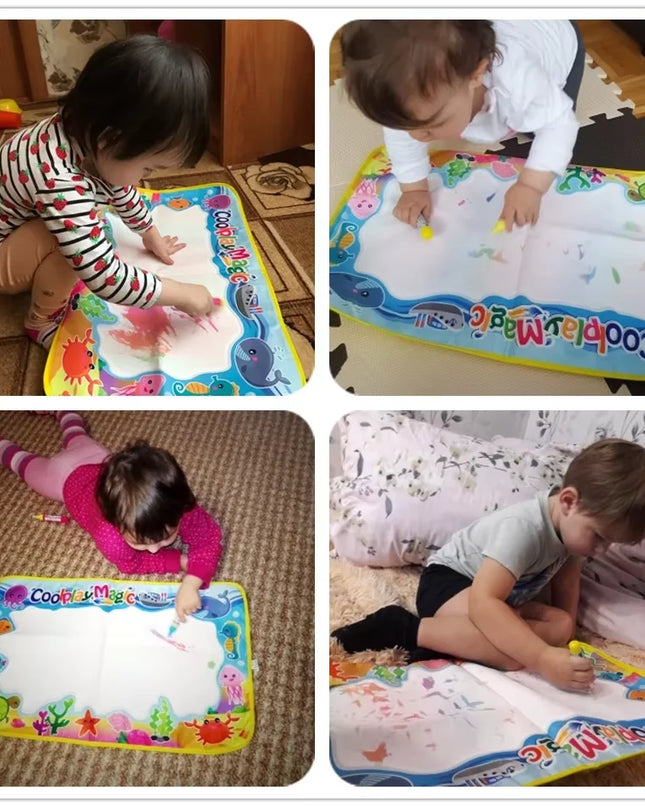 Animal Themes Rainbow Water Drawing Mat with 2 Pens Kids Water Doodle Mat Coloring Books Water Painting Rug Xmas Gift for Kids