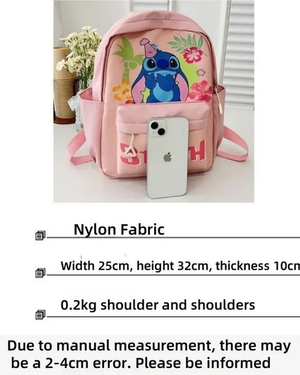 2025New Disney Lilo and Stitch Backpack Kawaii Cartoon Anime Printed Accessories Storage Bag Children's Casual Shoulder Bag Gift