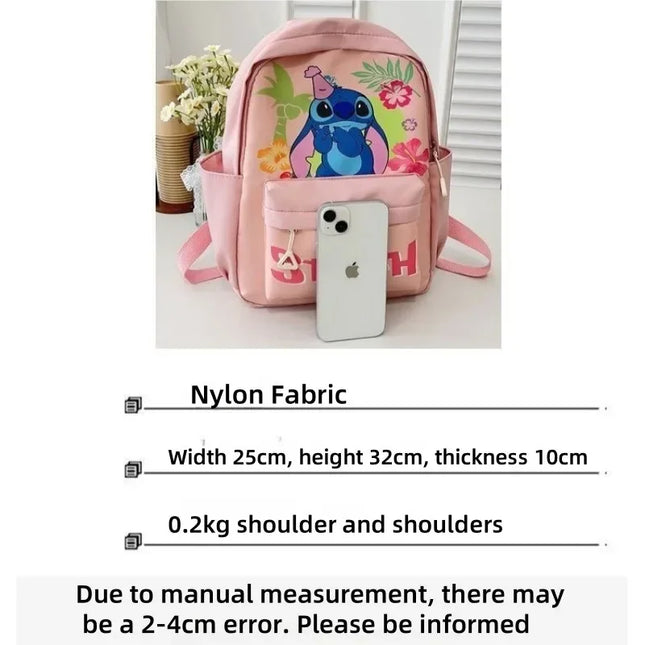 2025New Disney Lilo and Stitch Backpack Kawaii Cartoon Anime Printed Accessories Storage Bag Children's Casual Shoulder Bag Gift