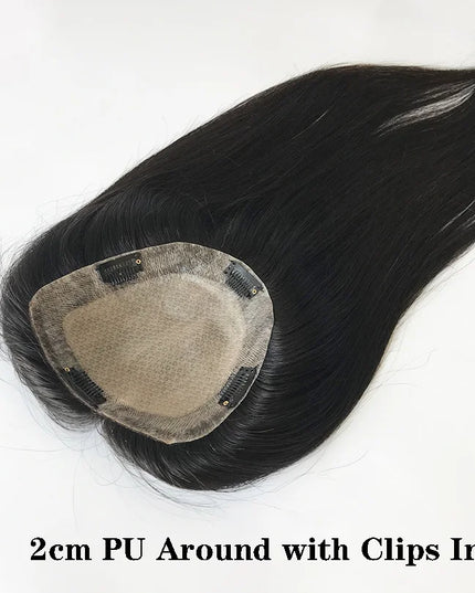 6x6 inch Human Hair Silk Topper With 2CM PU Around Virgin Human Hair Topper Straight For Women