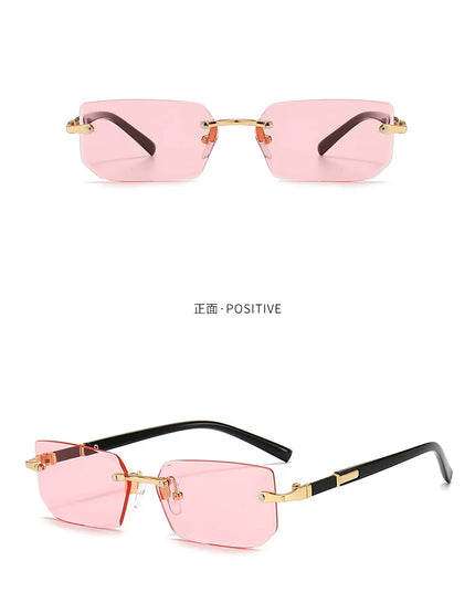 Rimless Sunglasses Rectangle Fashion Popular Women Men Shades Small Square Sun Glasses For Female Male Summer Traveling Oculos