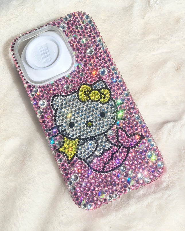 Hello Kitty Rhinestone Bling Crystal Phone Case Chain For iPhone 16 12 13 14 15Pro Max X Xs XR 7 8 Plus SE 2 3 10 Transparent Bu