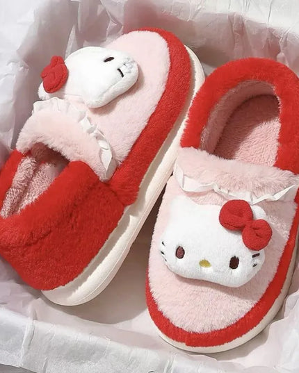 Anime Cartoon Kawaii Hello Kitty My Melody Cinnamoroll Kuromi Slippers Cute Home Thick-Soled Plush Slippers Girls Surprise Gift